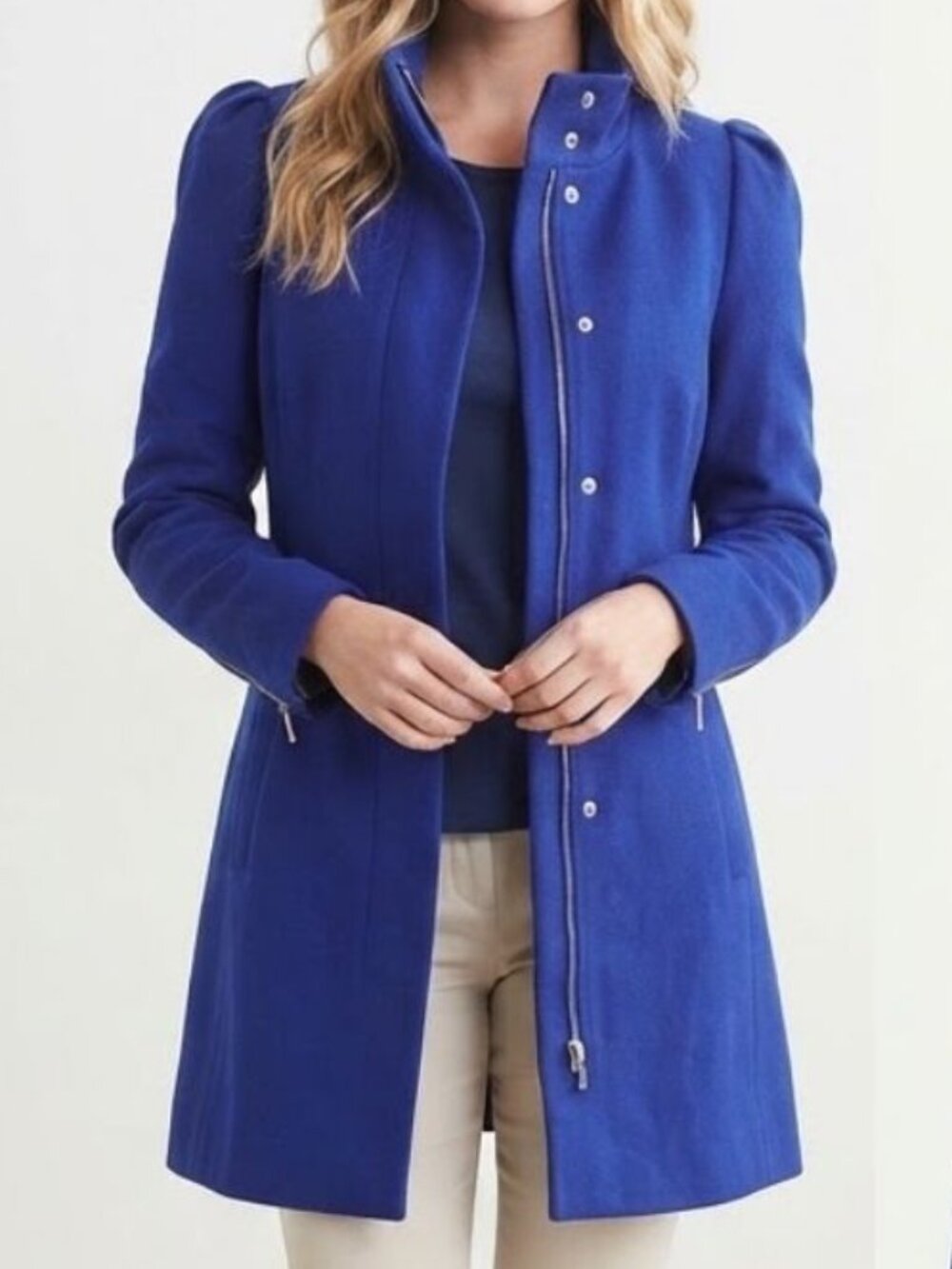 Banana Republic - Wool Blend Structured Walking City Coat | Cobalt Blue | Medium